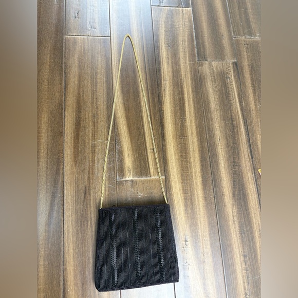 Black and Gold Beaded Crossbody Purse Chain Strap, y2k vintage 80s - Picture 2 of 9